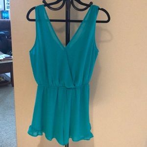 turquoise flowy romper